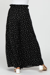 Black Printed Pleated Waist Pants