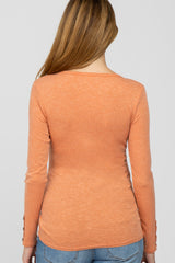 Dark Peach Henley Long Sleeve Maternity Top