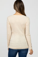 Cream Henley Long Sleeve Maternity Top