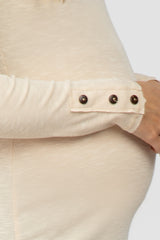 Cream Henley Long Sleeve Maternity Top