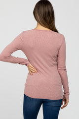 Dusty Pink Henley Long Sleeve Maternity Top