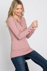 Dusty Pink Henley Long Sleeve Maternity Top