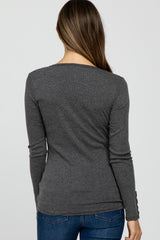 Charcoal Henley Long Sleeve Maternity Top