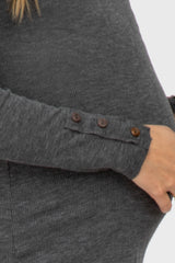 Charcoal Henley Long Sleeve Maternity Top