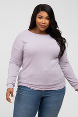 Lavender Basic Long Sleeve Plus Top