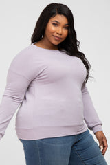 Lavender Basic Long Sleeve Plus Top