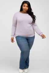 Lavender Basic Long Sleeve Plus Top