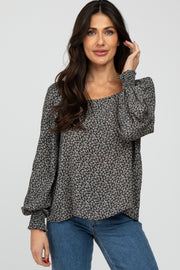 Black Floral  Long Sleeve Blouse