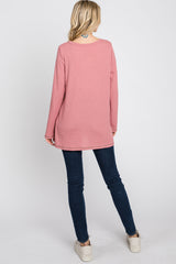 Mauve Waffle Knit Long Sleeve Top