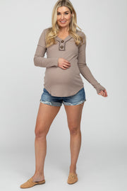 Blue Cuffed Hem Maternity Jean Shorts