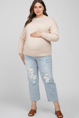 Light Blue Distressed Maternity Plus Jeans