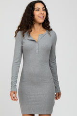 Heather Grey Ribbed Fitted Maternity Dress