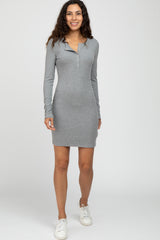 Heather Grey Ribbed Fitted Dress