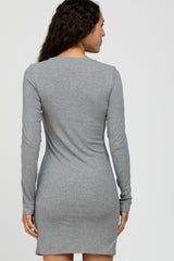 Heather Grey Ribbed Fitted Dress