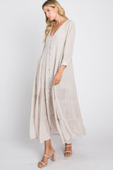 Ivory Button Front Tiered Maxi Dress