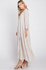 Ivory Button Front Tiered Maxi Dress