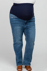 Blue Wide Leg Maternity Plus Jeans