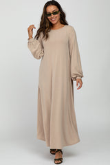 Mocha Basic Long Sleeve Maxi Dress