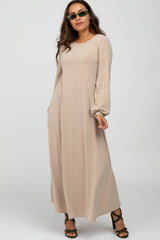 Mocha Basic Long Sleeve Maxi Dress