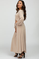 Mocha Basic Long Sleeve Maxi Dress