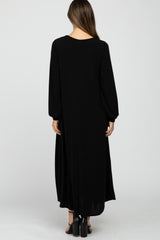 Black Basic Long Sleeve Maternity Maxi Dress