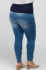 Blue Distressed Maternity Plus Jeans