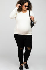 Black Distressed Plus Maternity Jeans