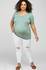 White Distressed Plus Maternity Jeans