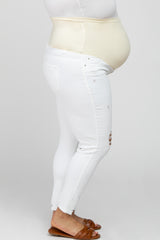 White Distressed Plus Maternity Jeans