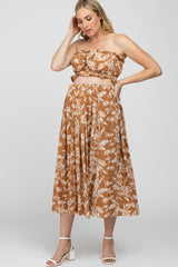 Rust Floral Print A-Line Maternity Skirt Set