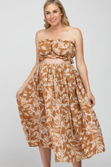 Rust Floral Print A-Line Maternity Skirt Set