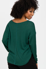 Forest Green V Neck Waffle Knit Top