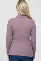 Purple Thermal Knit Turtle Neck Maternity Top