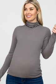 Charcoal Thermal Knit Turtle Neck Maternity Top