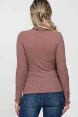 Faded Burgundy Thermal Knit Turtle Neck Maternity Top