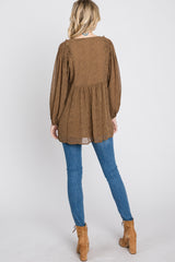 Mocha Animal Print Peasant Sleeve Top