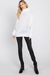 Ivory Mock Neck Cable Knit Sweater