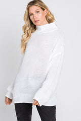 Ivory Mock Neck Cable Knit Sweater