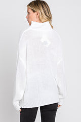 Ivory Mock Neck Cable Knit Sweater