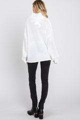 Ivory Mock Neck Cable Knit Sweater