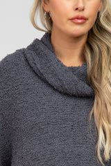 Charcoal Cowl Neck Cuff Sleeve Soft Knit Maternity Sweater