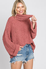 Rust Cowl Neck Cuff Sleeve Soft Knit Sweater