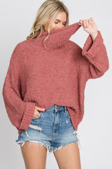 Rust Cowl Neck Cuff Sleeve Soft Knit Sweater