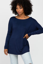 Navy Dolman Sleeve Tunic Top