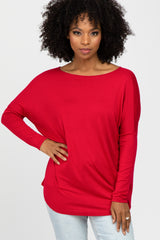 Red Dolman Sleeve Tunic Top