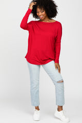 Red Dolman Sleeve Tunic Top