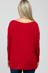 Red Dolman Sleeve Maternity Tunic Top