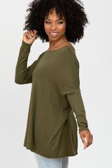 Olive Dolman Sleeve Tunic Top