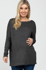 Charcoal Dolman Sleeve Maternity Tunic Top