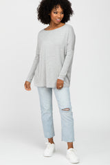 Heather Grey Dolman Sleeve Tunic Top